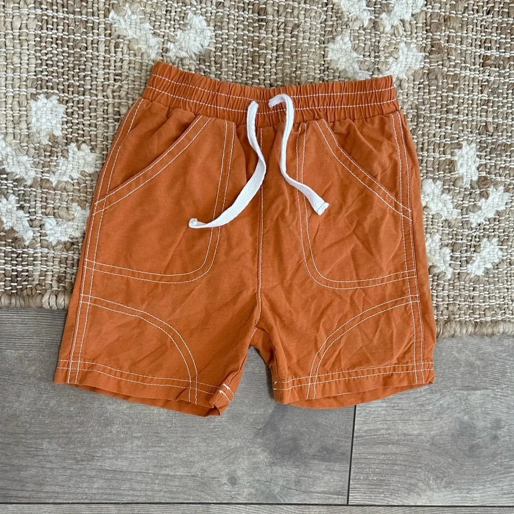 Y2K Le Top Baby Toddler Boy Swim Trunks Rustic Burnt Orange Size 12 Months